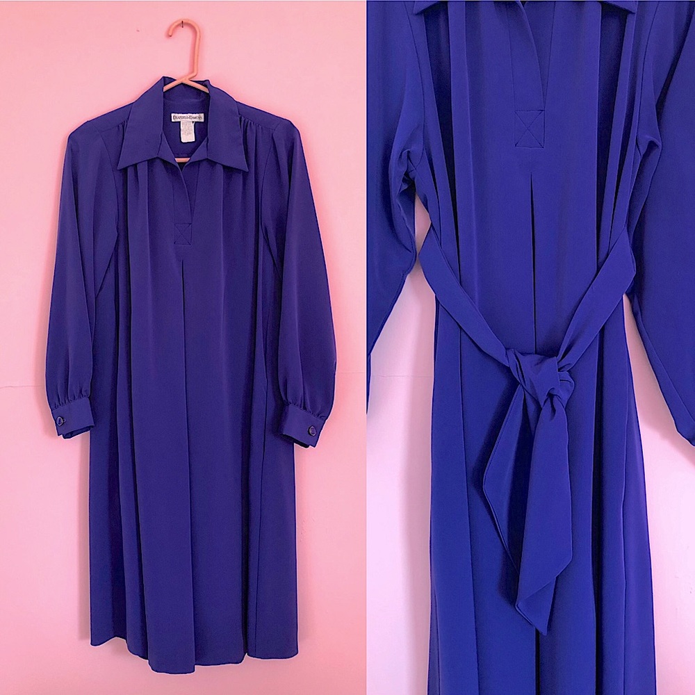 Plum Purple Wrap Dress 1 Vintage 10P Draper’s and Damon’s Elegant Collar Dress